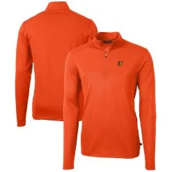 Men's Baltimore Orioles Cutter & Buck Orange Virtue Eco Pique Recycled Quarter-Zip Pullover Top