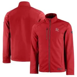 Men's Kansas City Royals Cutter & Buck Red Americana Logo Evoke Eco Softshell Recycled Full-Zip Jacket