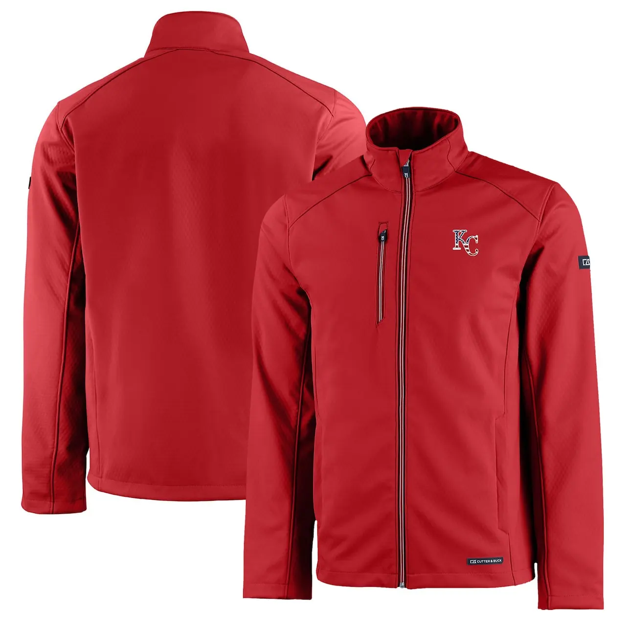 Men's Kansas City Royals Cutter & Buck Red Americana Logo Evoke Eco Softshell Recycled Full-Zip Jacket