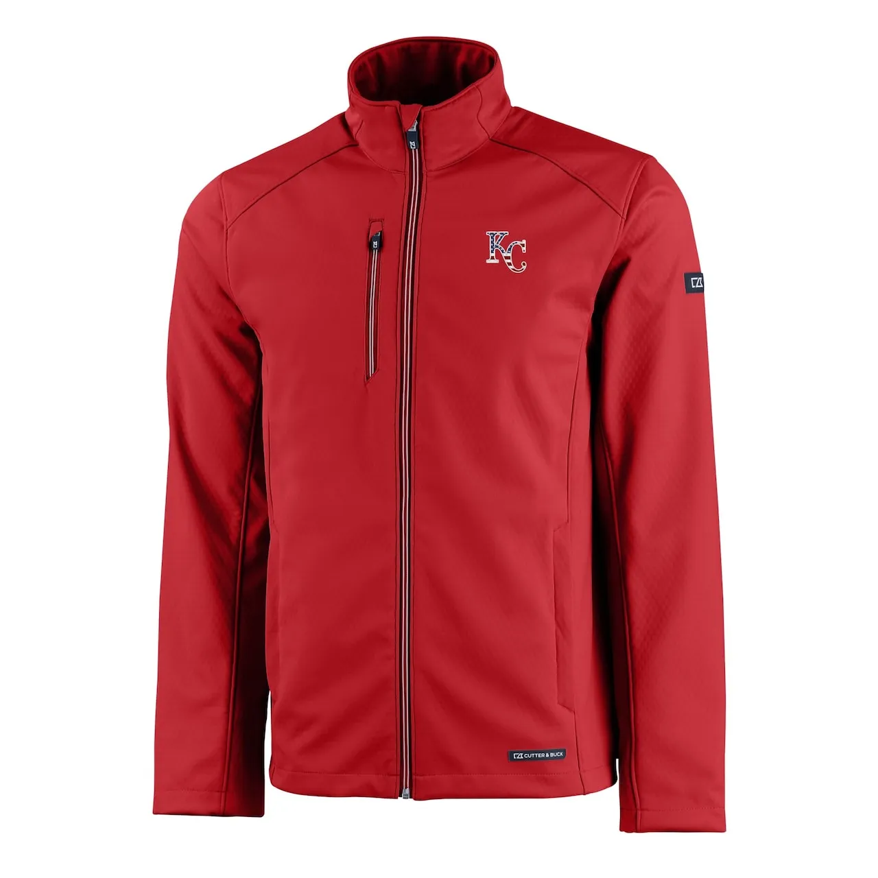 Men's Kansas City Royals Cutter & Buck Red Americana Logo Evoke Eco Softshell Recycled Full-Zip Jacket - Image 2