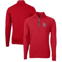 Men's St. Louis Cardinals Cutter & Buck Red Adapt Eco Knit Stretch Recycled Quarter-Zip Pullover Top