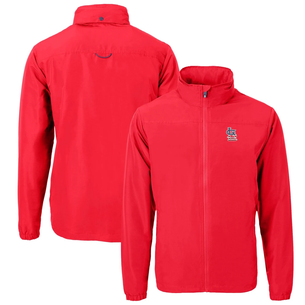 Men's St. Louis Cardinals Cutter & Buck Red Americana Logo Charter Eco Knit Recycled Full-Zip Jacket