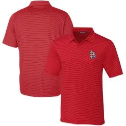 Men's St. Louis Cardinals Cutter & Buck Red Forge Pencil Stripe Stretch Polo