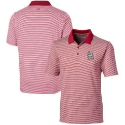 Men's St. Louis Cardinals Cutter & Buck Red Forge Tonal Stripe Stretch Polo