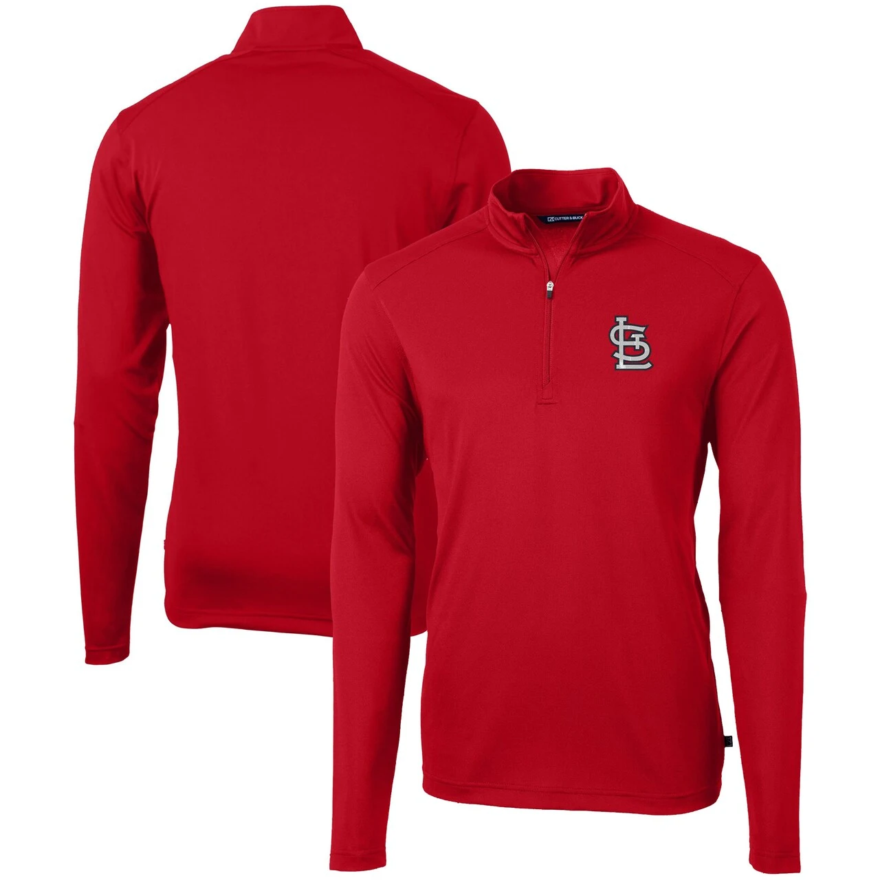 Men's St. Louis Cardinals Cutter & Buck Red Virtue Eco Pique Recycled Quarter-Zip Pullover Top