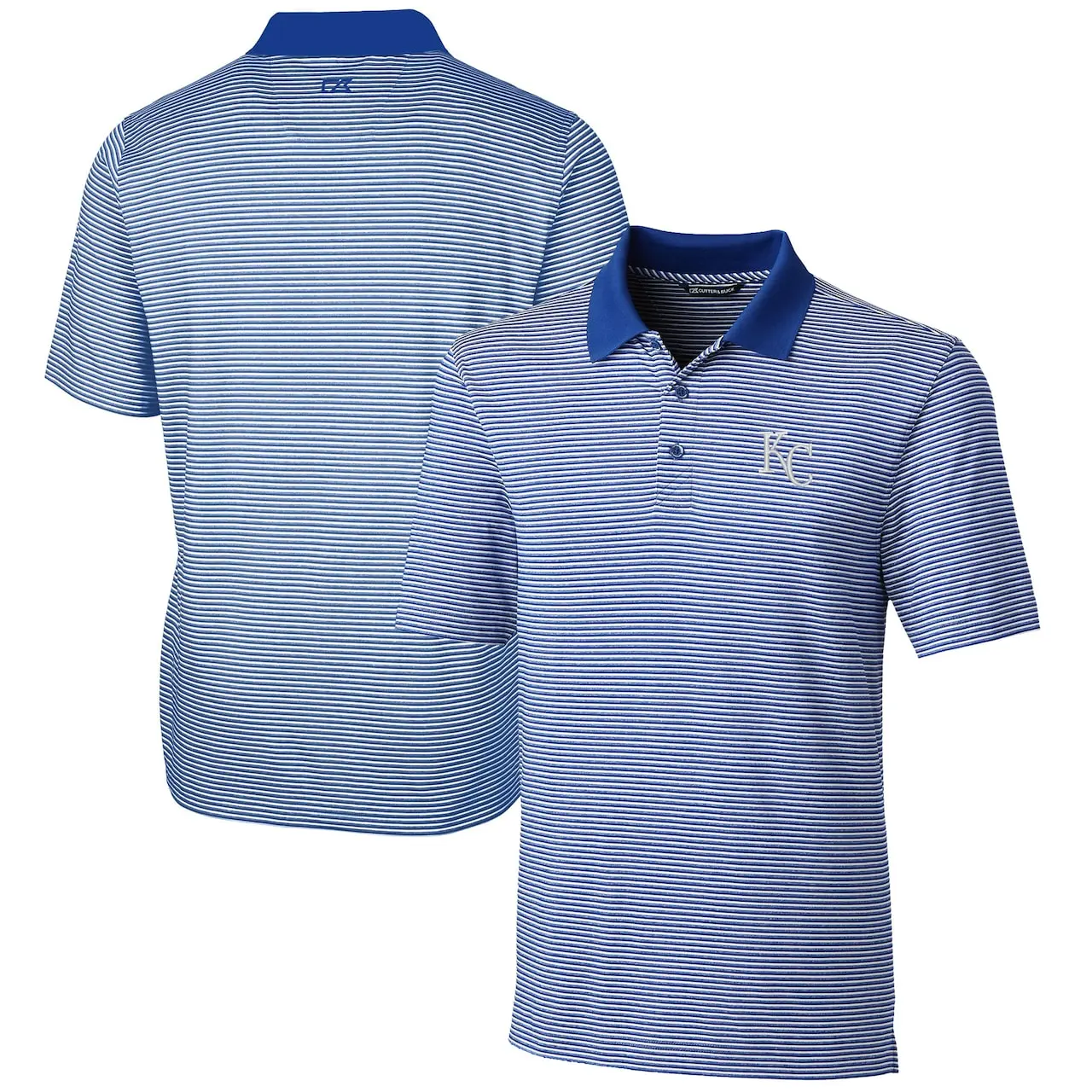Men's Kansas City Royals Cutter & Buck Royal Forge Tonal Stripe Stretch Polo