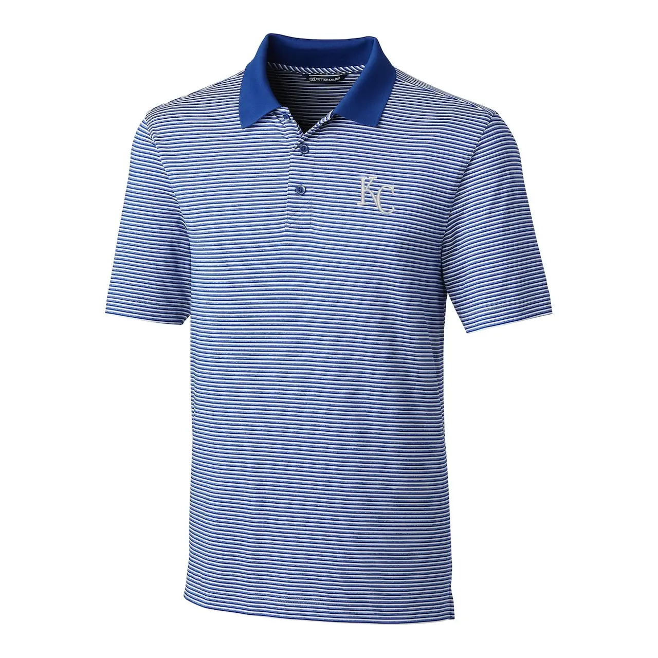 Men's Kansas City Royals Cutter & Buck Royal Forge Tonal Stripe Stretch Polo - Image 2