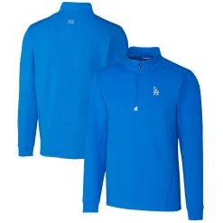 Men's Los Angeles Dodgers Cutter & Buck Royal Traverse Stretch Quarter-Zip Pullover Top