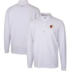 Men's Baltimore Orioles Cutter & Buck White Traverse Stretch Quarter-Zip Pullover Top