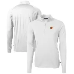 Men's Baltimore Orioles Cutter & Buck White Virtue Eco Pique Recycled Quarter-Zip Pullover Top