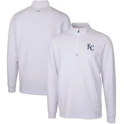 Men's Kansas City Royals Cutter & Buck White Traverse Stretch Quarter-Zip Pullover Top