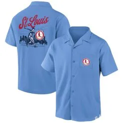 Men's St. Louis Cardinals Fanatics Branded Light Blue Proven Winner Camp Button-Up Shirt
