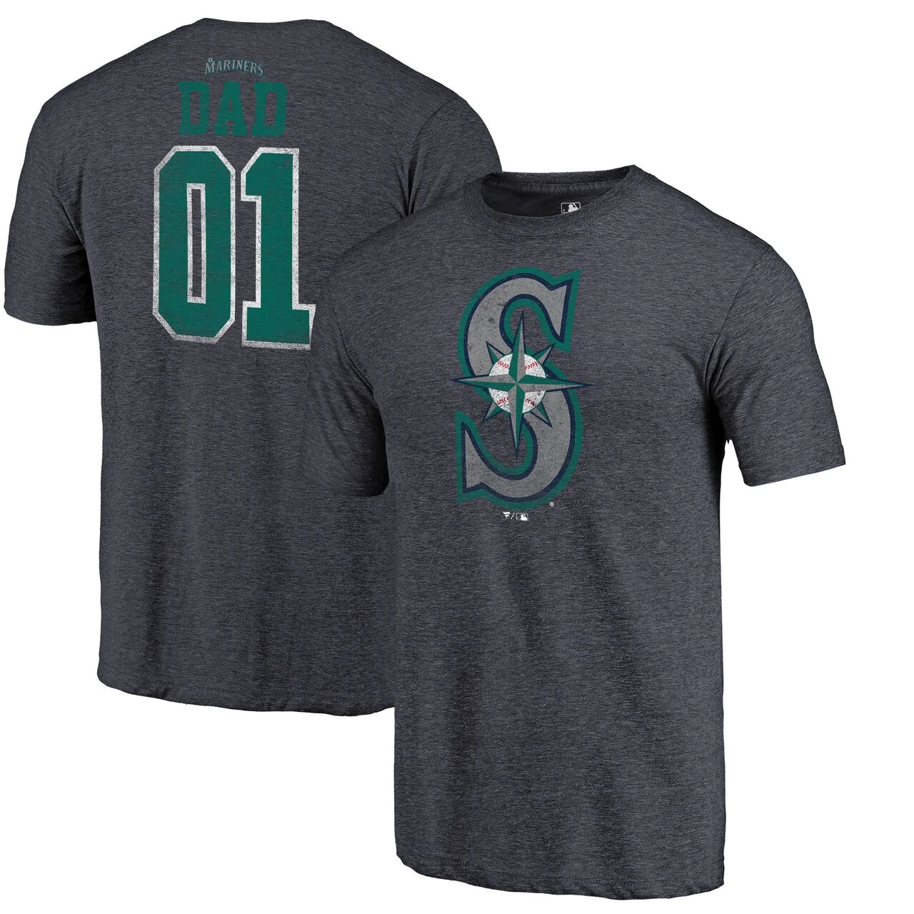 Men's Seattle Mariners Fanatics Branded Navy 2019 Father's Day Greatest Dad Tri-Blend T-Shirt