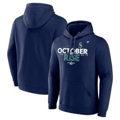 Men's Seattle Mariners Fanatics Branded Navy 2022 Postseason Locker Room Pullover Hoodie
