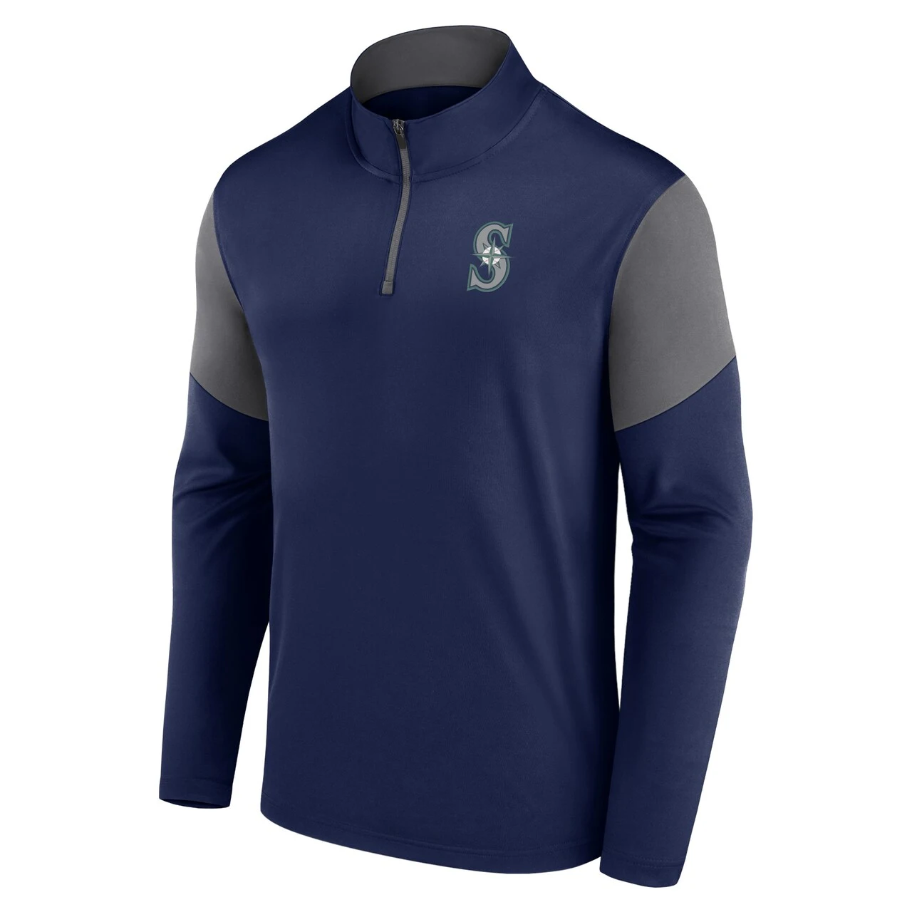 Men's Seattle Mariners Fanatics Branded Navy Logo Quarter-Zip Top - Image 2