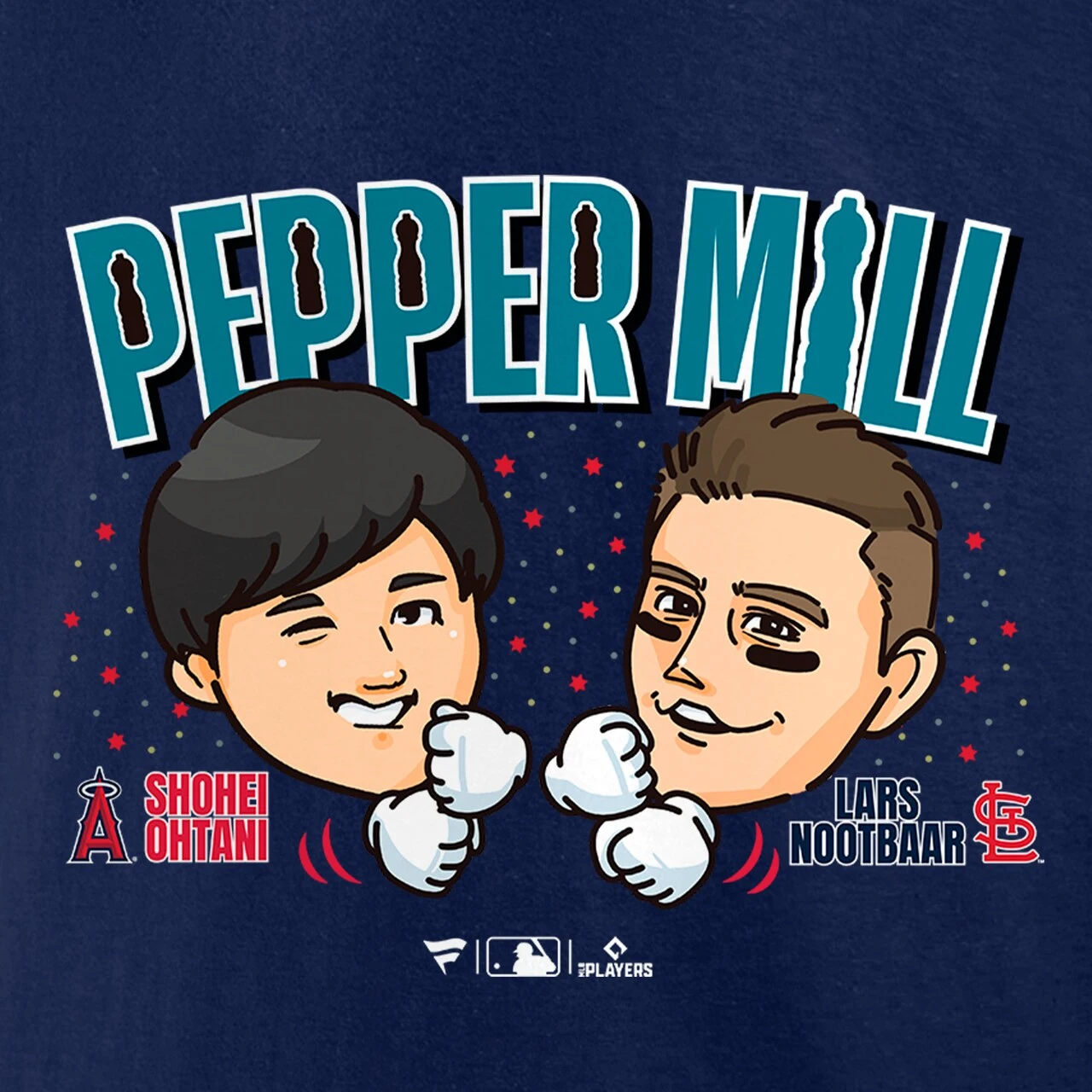 Men's Fanatics Branded Navy Shohei Ohtani X Lars Nootbaar Pepper Mill T-Shirt - Image 4