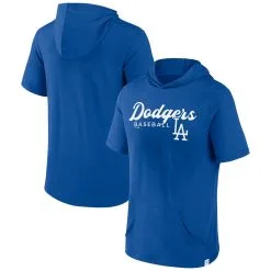 Men's Los Angeles Dodgers Fanatics Branded Royal Offensive Strategy Short Sleeve Pullover Hoodie