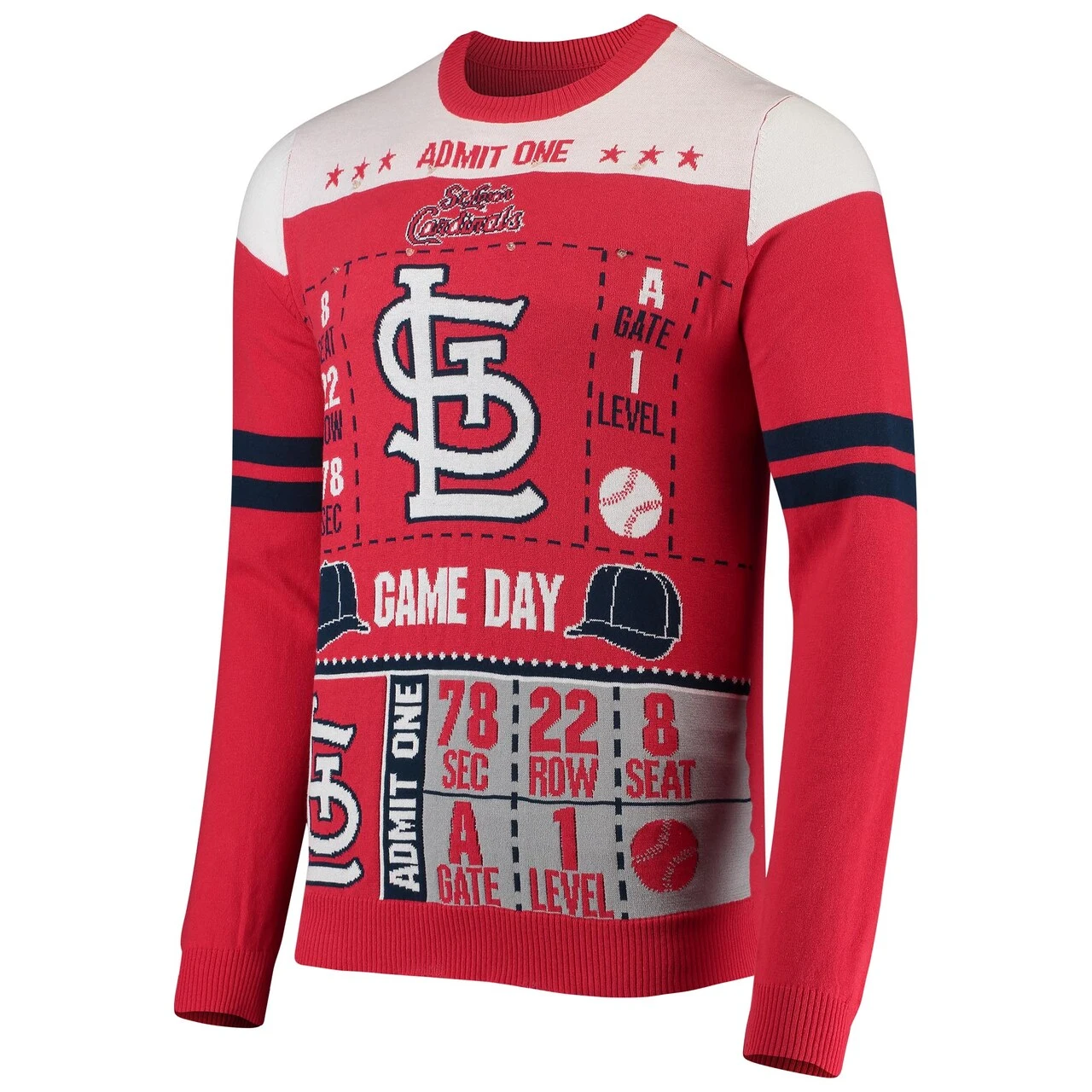 Men's St. Louis Cardinals FOCO Red Ticket Light-Up Ugly Sweater - Image 3