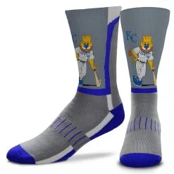 Men's Kansas City Royals For Bare Feet Mascot Snoop V-Curve Crew Socks