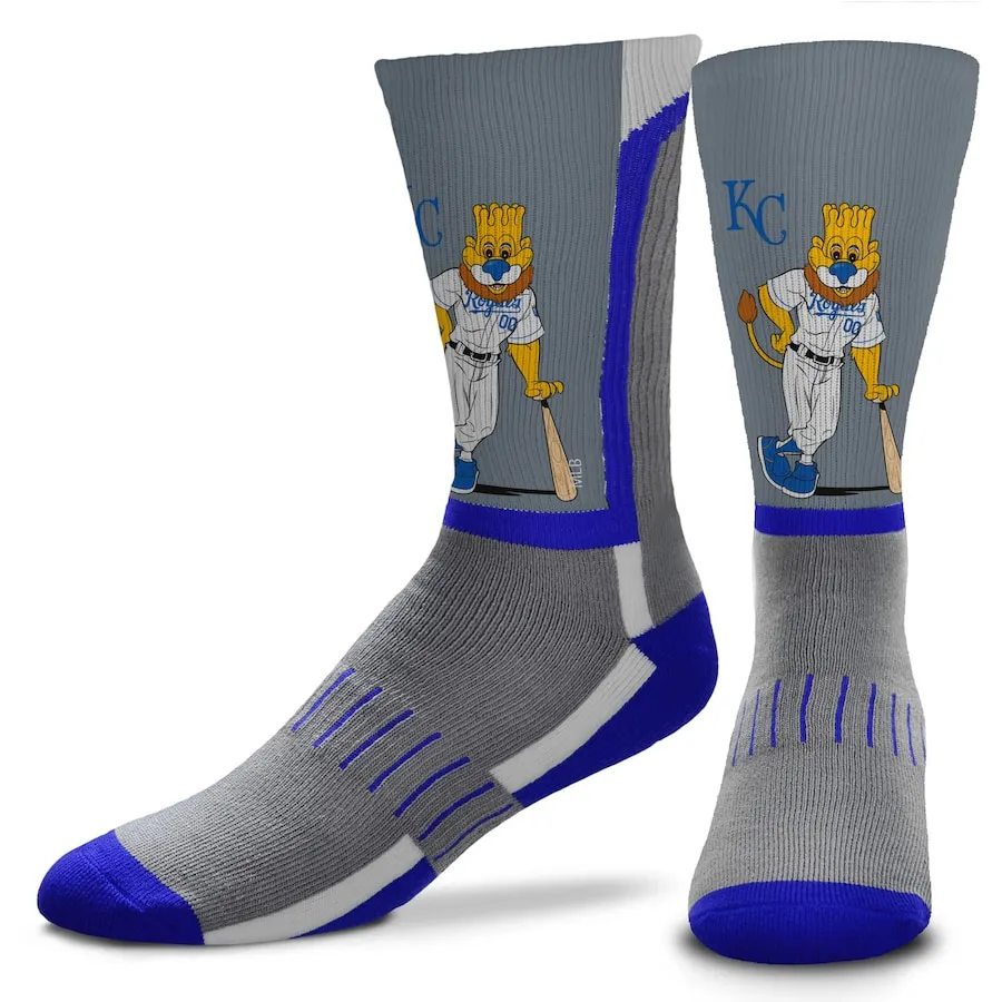Men's Kansas City Royals For Bare Feet Mascot Snoop V-Curve Crew Socks