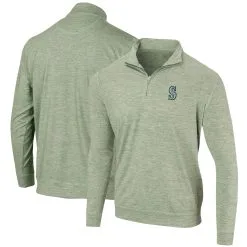 Full Turn Men's Seattle Mariners Heathered Green Peached Marled Yarn Quarter-Zip Pullover Jacket