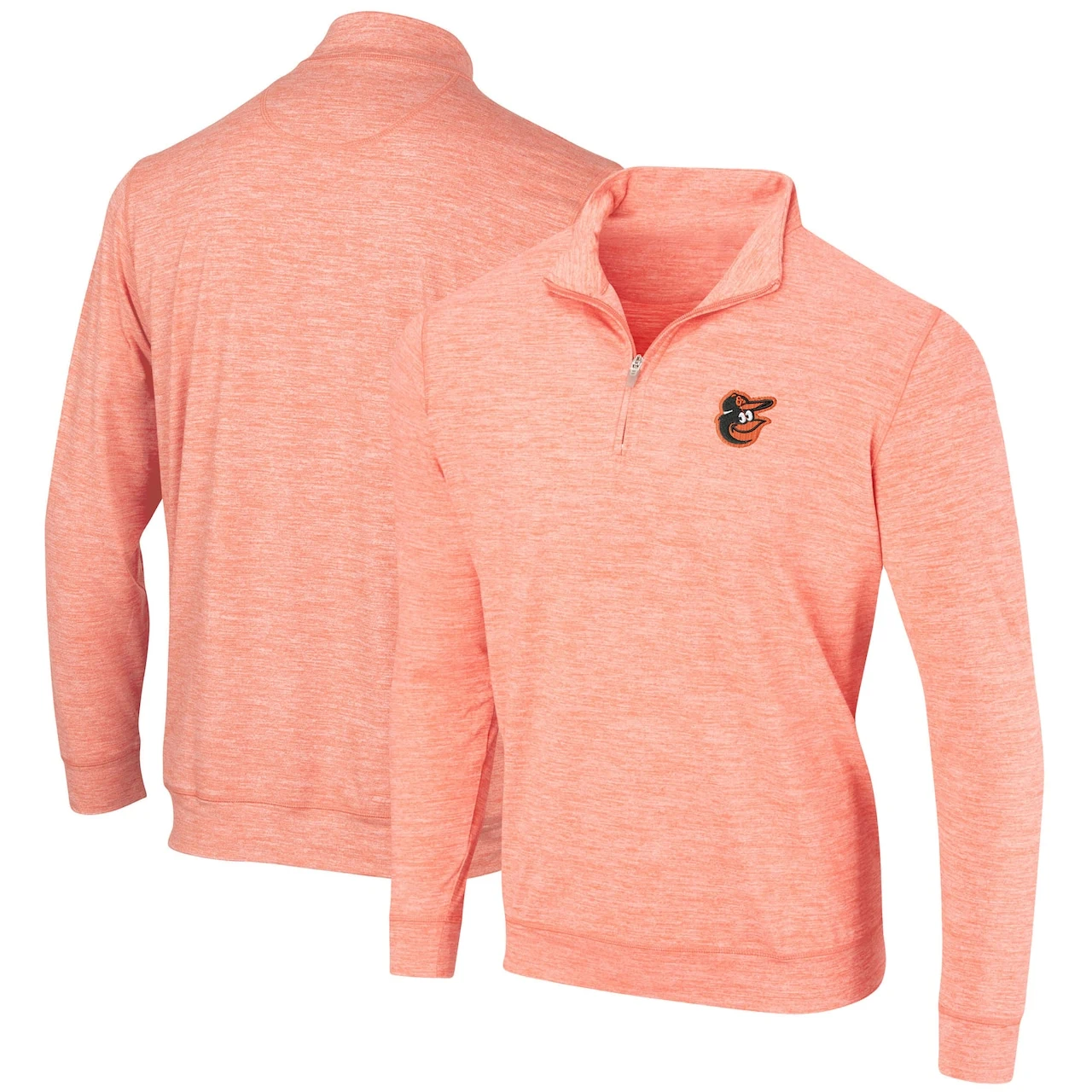 Full Turn Men's Baltimore Orioles Heathered Orange Peached Marled Yarn Quarter-Zip Pullover Jacket