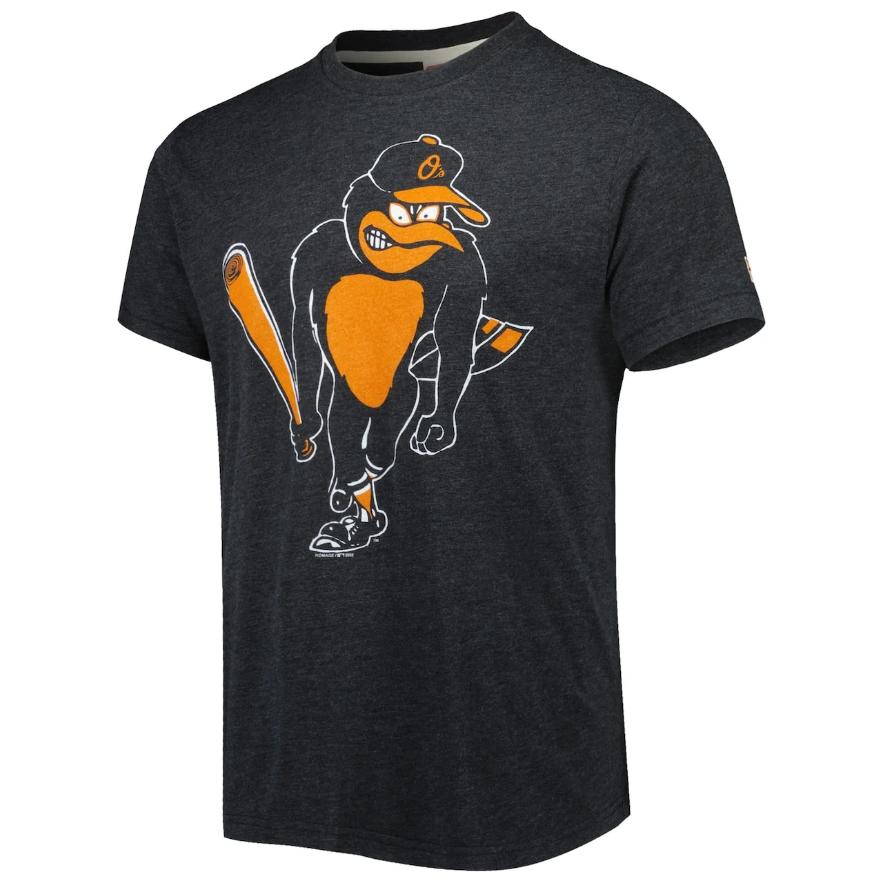 Men's Baltimore Orioles Homage Charcoal Hand-Drawn Logo Tri-Blend T-Shirt - Image 2