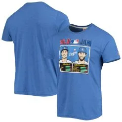 Men's Los Angeles Dodgers Clayton Kershaw & Corey Seager Homage Royal MLB Jam Tri-Blend T-Shirt