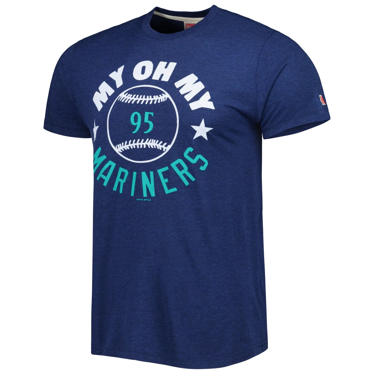 Men's Seattle Mariners Homage Navy Hyper Local Tri-Blend T-Shirt - Image 2