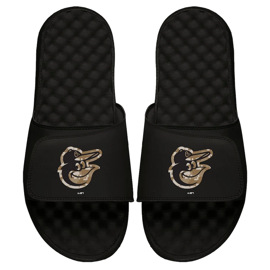 Men's Baltimore Orioles ISlide Black Camo Logo Slide Sandals