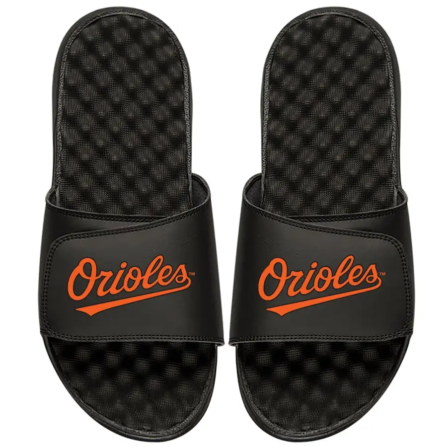 Men's Baltimore Orioles ISlide Black Wordmark Slide Sandals