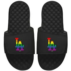 Men's Los Angeles Dodgers ISlide Black Rainbow Slide Sandals