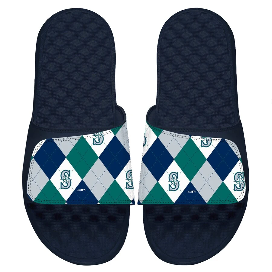 Men's Seattle Mariners ISlide Navy Loudmouth Logo Slide Sandals