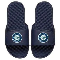 Men's Seattle Mariners ISlide Navy Personalized Primary Logo Slide Sandals