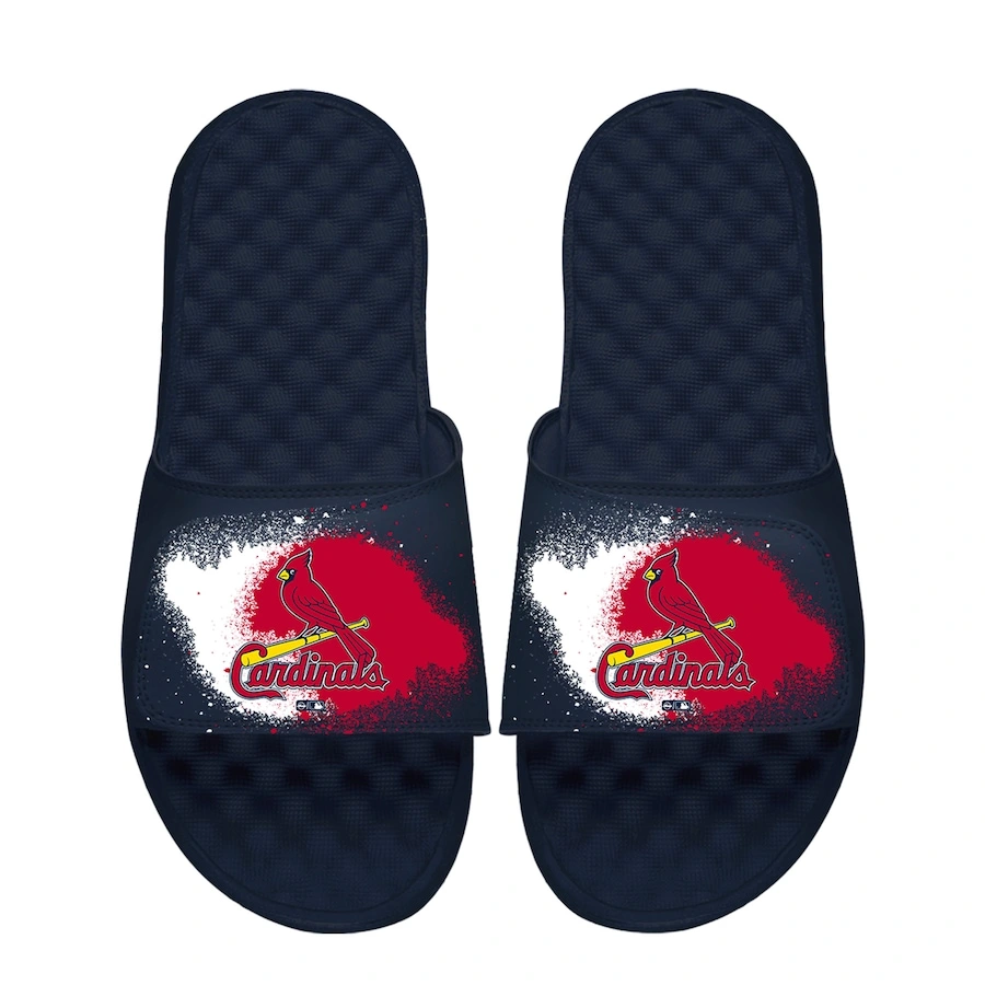 Men's St. Louis Cardinals ISlide Navy Spray Paint Slide Sandals