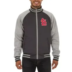 Men's St. Louis Cardinals JH Design Gray Reversible Track Jacket