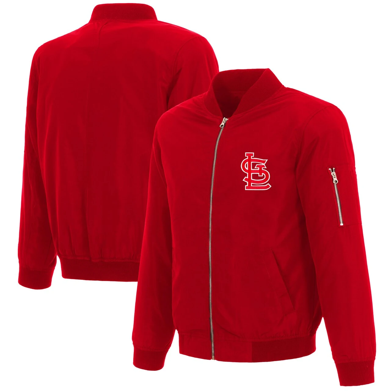 Men's St. Louis Cardinals JH Design Red Full-Zip Nylon Bomber Jacket
