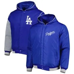 Men's Los Angeles Dodgers JH Design Royal Reversible Fleece Full-Snap Hoodie Jacket
