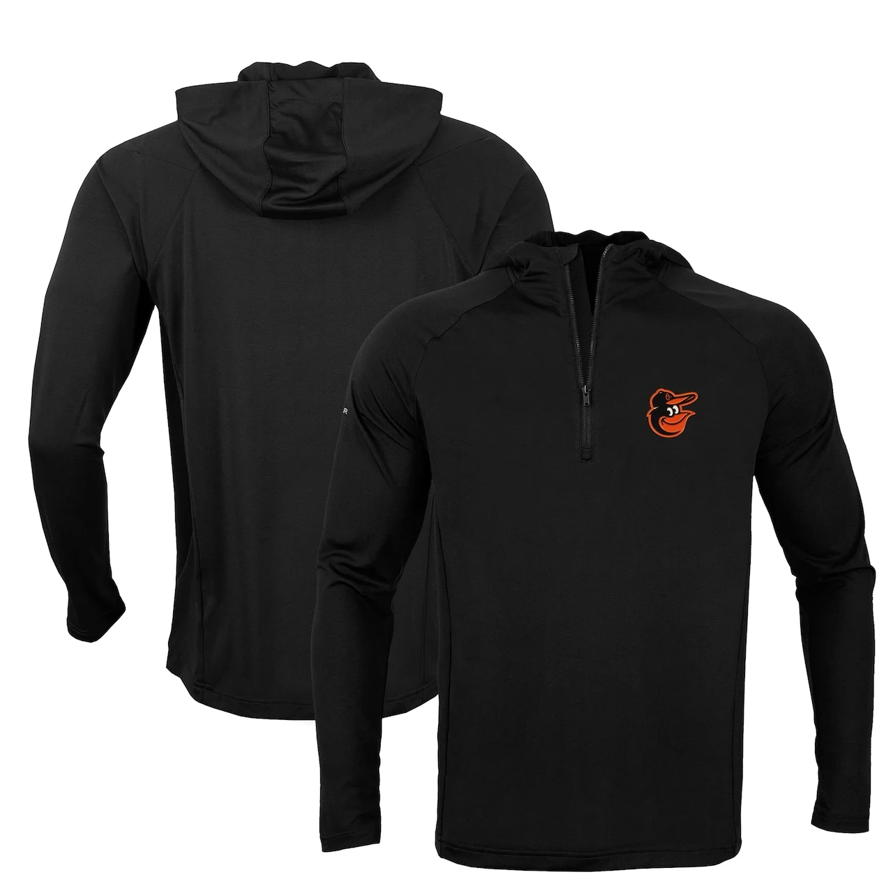 Men's Baltimore Orioles Levelwear Black Zander Insignia Core Quarter-Zip Pullover Hoodie