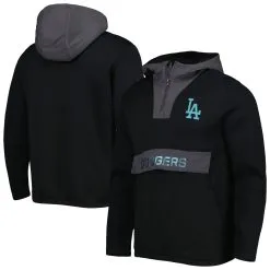 Men's Los Angeles Dodgers Levelwear Black Ruckus Quarter-Zip Hoodie