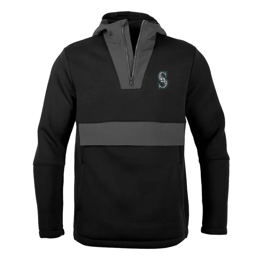 Men's Seattle Mariners Levelwear Black Ruckus Quarter-Zip Hoodie