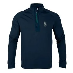 Men's Seattle Mariners Levelwear Navy Calibre Quarter-Zip Pullover Top