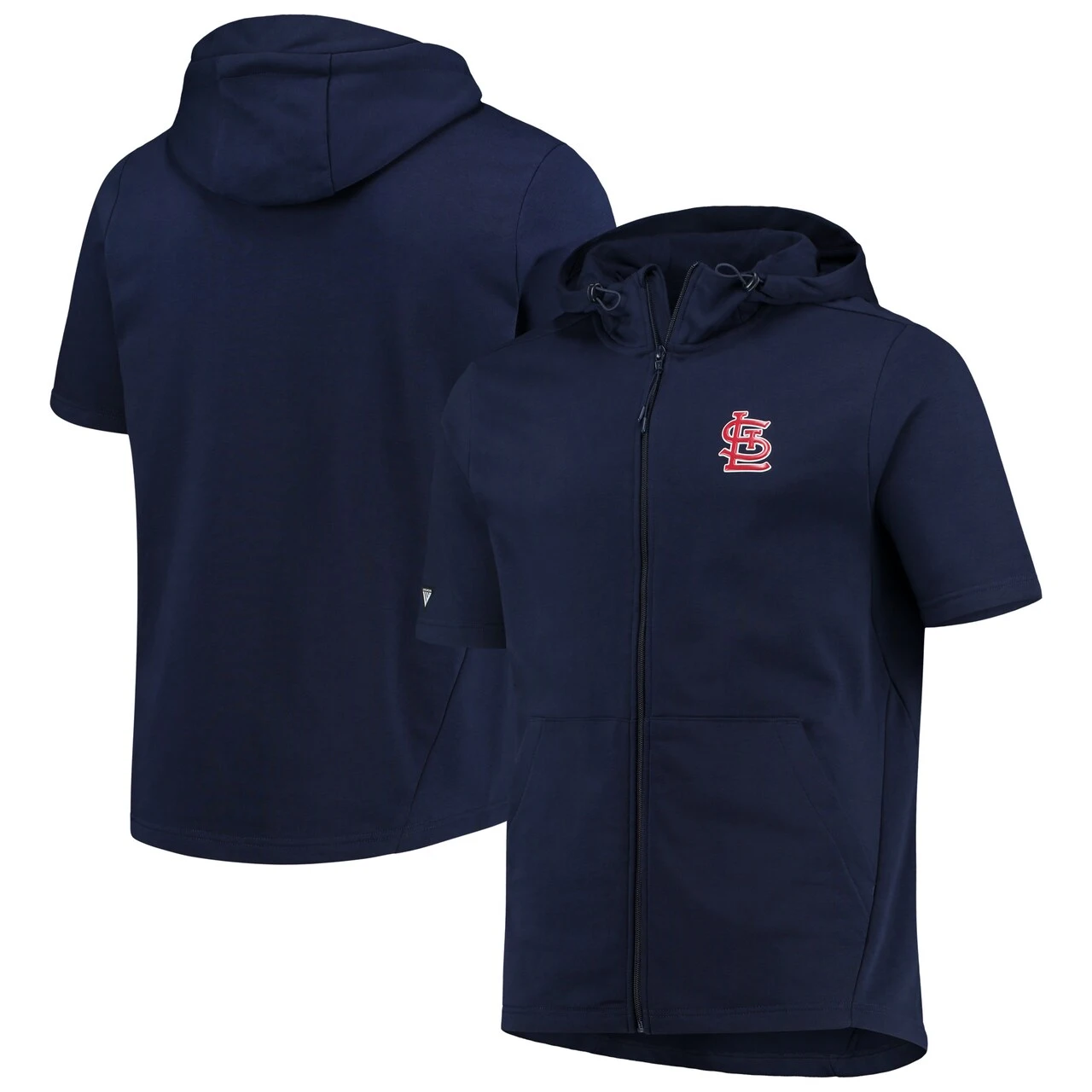 Men's St. Louis Cardinals Levelwear Navy Insignia Recruit Full-Zip Short Sleeve Hoodie