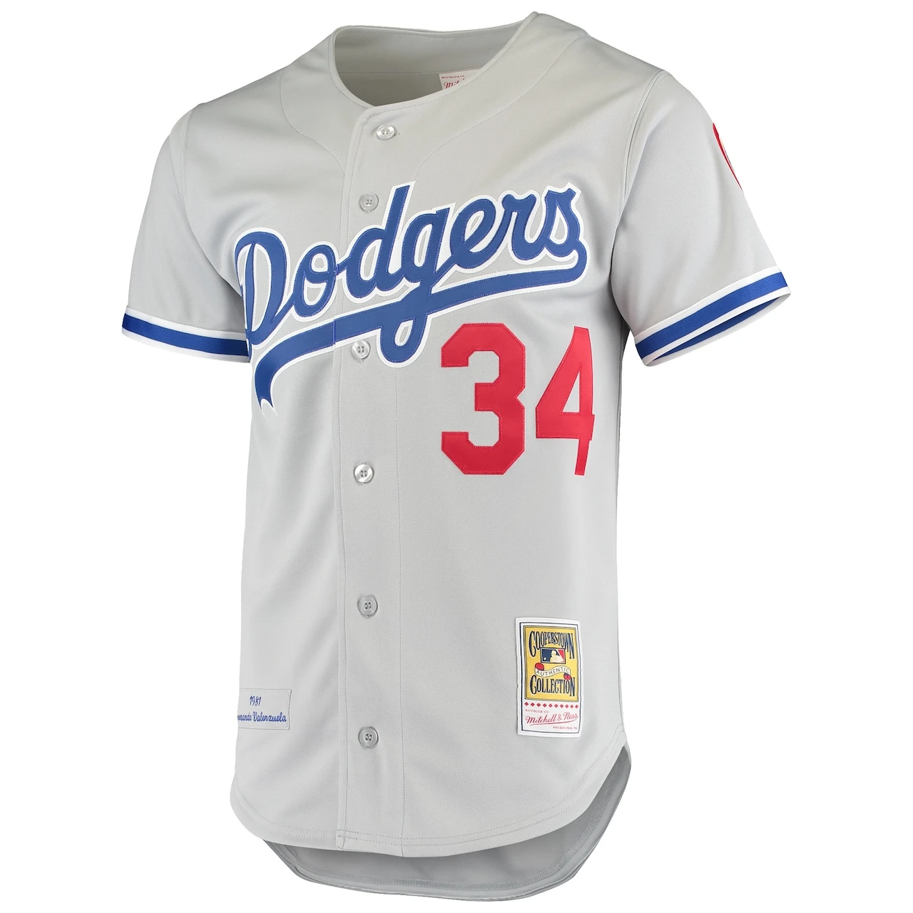 Men's Los Angeles Dodgers Fernando Valenzuela Mitchell & Ness Gray Road 1981 Cooperstown Collection Authentic Jersey - Image 2