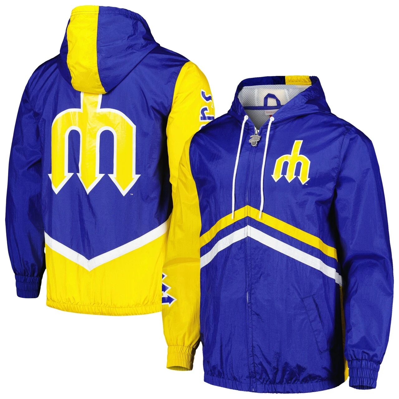 Men's Seattle Mariners Mitchell & Ness Royal Undeniable Full-Zip Hoodie Windbreaker Jacket