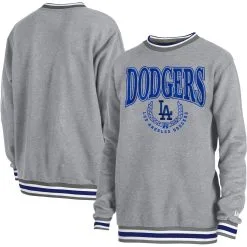 Men's Los Angeles Dodgers New Era Heather Gray Throwback Classic Pullover Sweatshirt