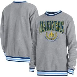 Men's Seattle Mariners New Era Heather Gray Throwback Classic Pullover Sweatshirt