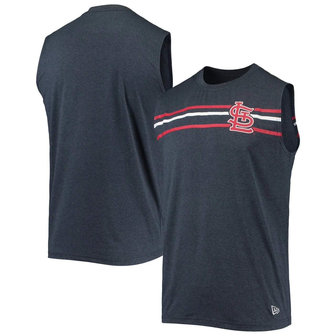 Men's St. Louis Cardinals New Era Heathered Navy Muscle Tank Top