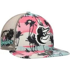 Men's Baltimore Orioles New Era Natural Retro Beachin' Trucker 9FIFTY Snapback Hat