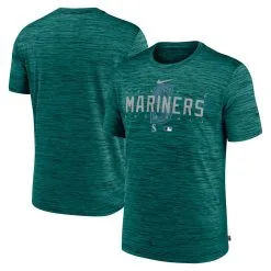 Men's Seattle Mariners Nike Aqua Authentic Collection Velocity Performance Practice T-Shirt